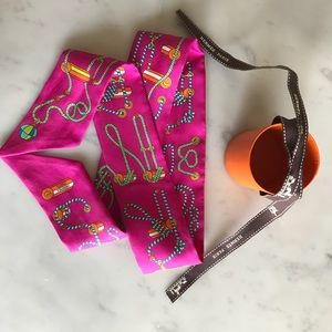 Authentic Hermes Twilly Scarf, Cordages / Fuchsia